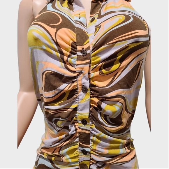 rue 21 Bodycon Button Down Ruched Sleeveless Dress with Collar Size Large - Picture 4 of 12